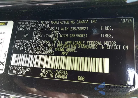 2024 Lexus Rx 350 Premium Plus from USA, damaged, VIN 2T2BAMCA9RC086862
